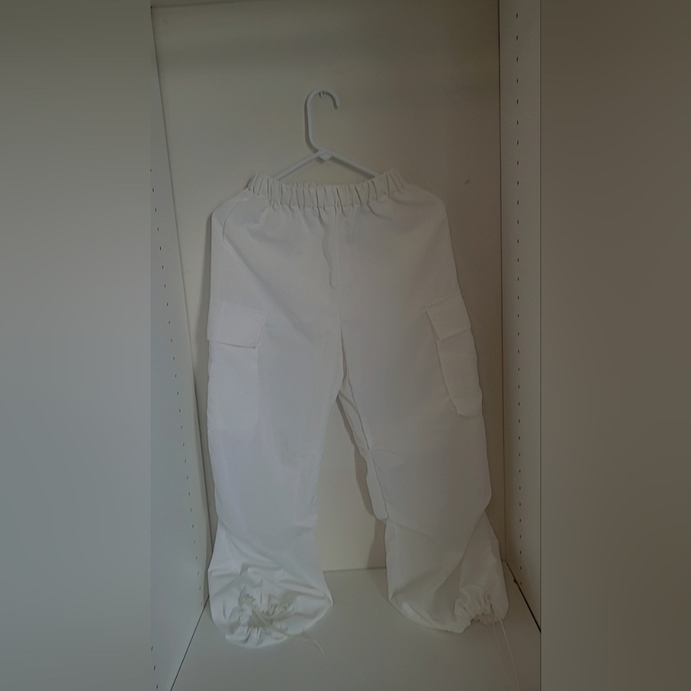 White parachute pants